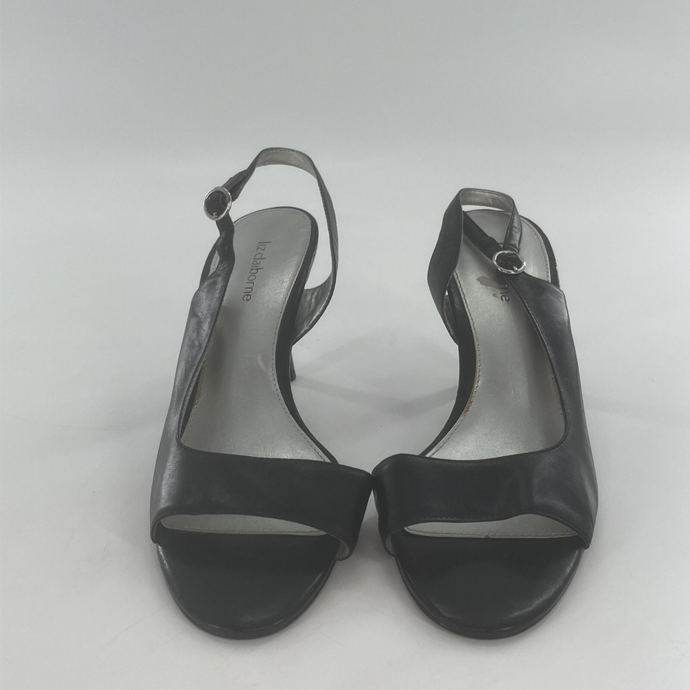 Liz Claiborne D'Orsay Slingback Pump Womens 8 M Black Open Toe Heel Legacy - Picture 3 of 16